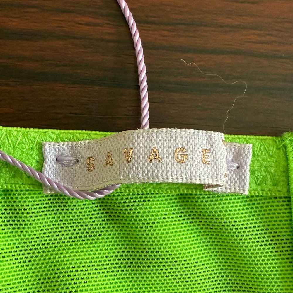 NWT Savage X Fenty All Over Me Lace Bandeau Bracelet 2X Neon Green Tiger Stretch - Picture 6 of 6